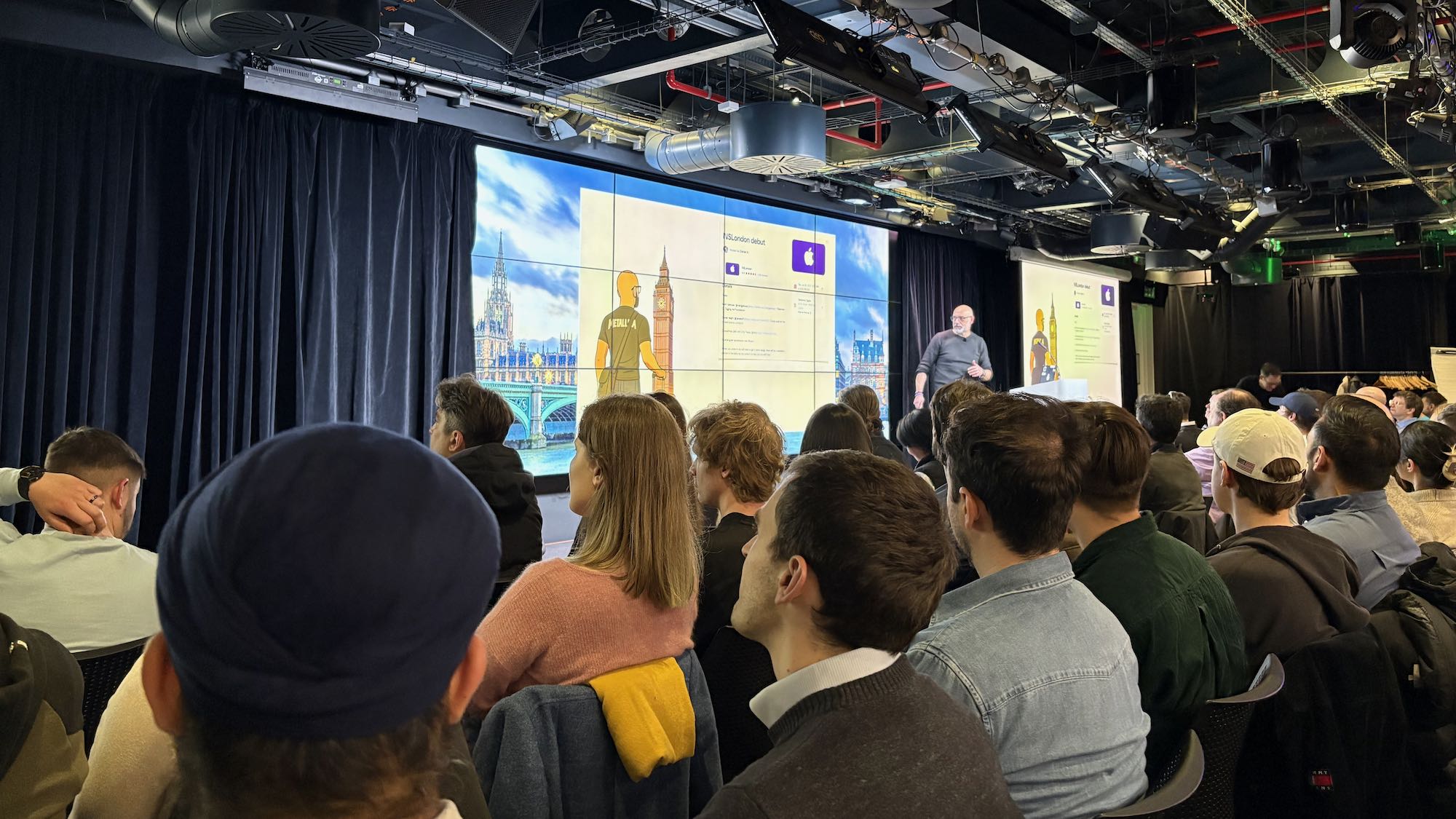 Photo during Giordano Scalzo’s talk — AI-Accelerated Mobile Development: From idea to build, faster than ever