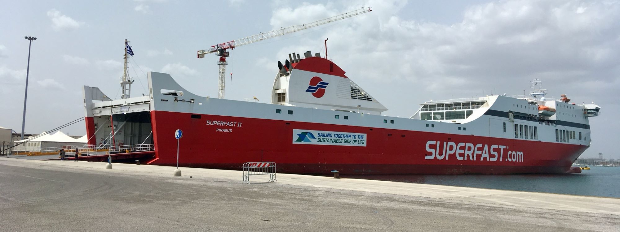 Photo of a red ferry called Superfast 2