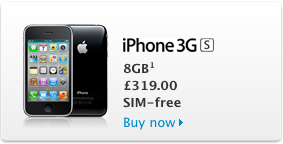 iPhone 3GS, 8GB, £319.00, SIM-free