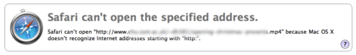 Safari can’t open the specified address because Mac OS X does not recognise addresses starting the http: