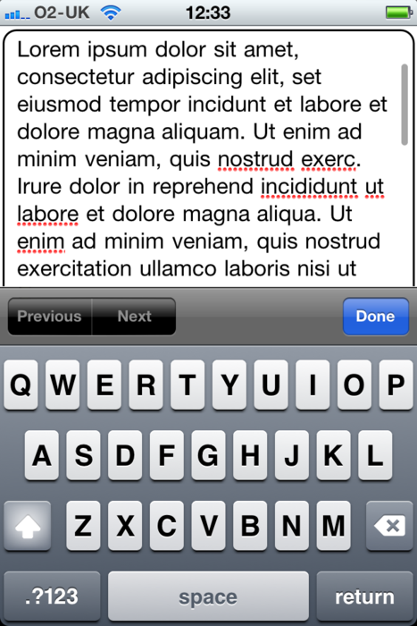 mocked up screen shot of full screen text editing view